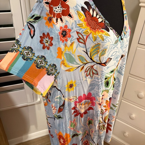Johnny Was RAINBOW FLORAL DRAPE TUNIC 2X - Picture 5 of 10